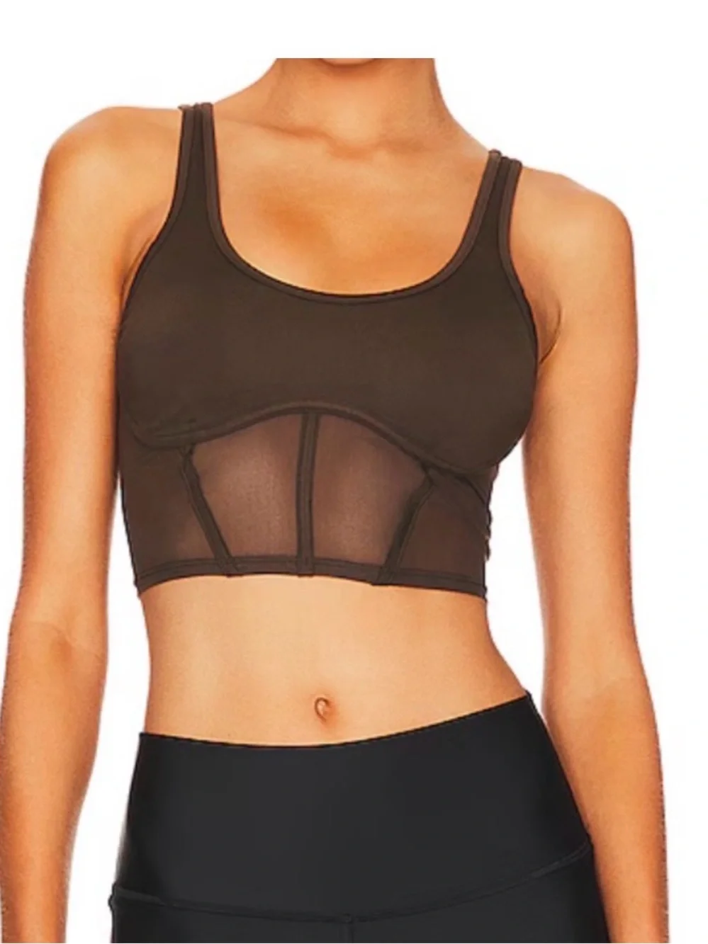 ALO Yoga Raisin Mesh Corset Tank in Raisin Brown